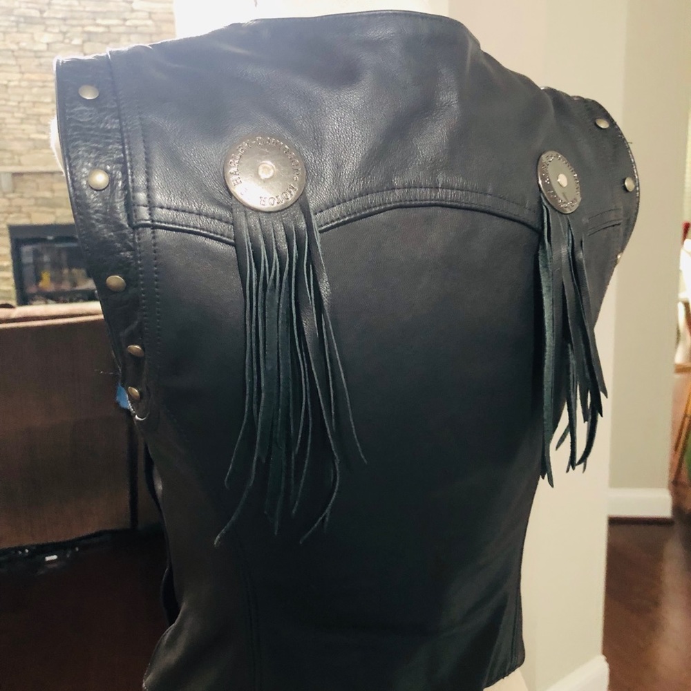 GORGEOUS DELUXE HARLEY DAVIDSON LEATHER VEST SZ SMALL - Picture 3 of 14